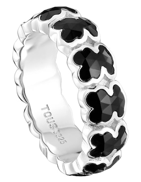 Anillo de oso Tous Icon Color P 925 de plata ónix brillante