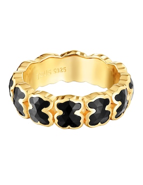 Anillo con gema de oso Tous Icon Color de plata P 925 ónix con acabado baño de oro