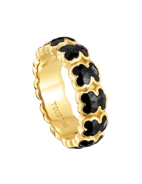 Anillo con gema de oso Tous Icon Color de plata P 925 ónix con acabado baño de oro