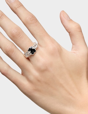 Anillo con gema de oso Tous Icon Color P 925 de plata ónix brillante