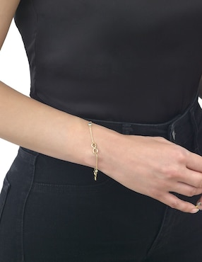 Pulsera Cristal Joyas de oro 14 K con acabado brillante