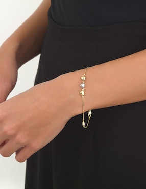 Pulsera Cristal Joyas de oro florentino 14 K con acabado liso