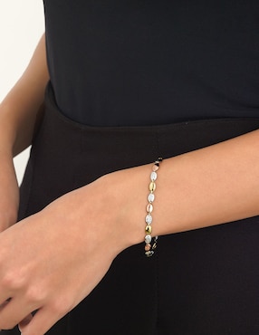 Pulsera Cristal Joyas de oro florentino 14 K con acabado brillante