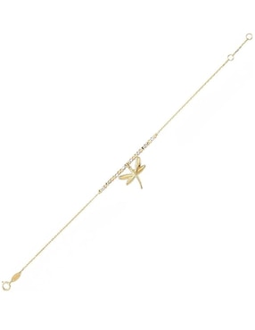 Pulsera Cristal Joyas de oro florentino 14 K con acabado brillante
