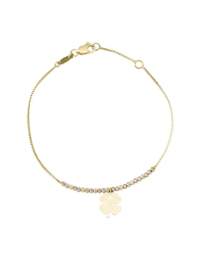 Pulsera Cristal Joyas de oro florentino 14 K con acabado brillante