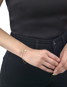 Pulsera Cristal Joyas de oro florentino 14 K con acabado brillante