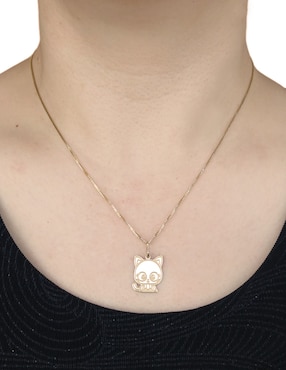 Dije de gato Cristal Joyas distroller de oro amarillo 14 K