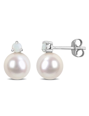 Broqueles de perla Julianna B de oro blanco con acabado brillante ópalo