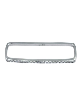 Piercing rectangular Aretize de plata P 925 con acabado pavé zirconia