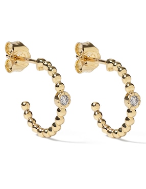 Aretes redondos Jayda de oro con acabado brillante diamante