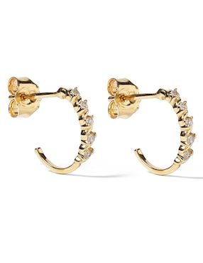 Aretes circulares Jayda de oro con acabado brillante diamante