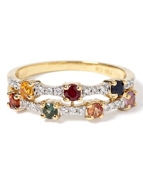 Anillo Jayda 14 k de oro zafiro pavé