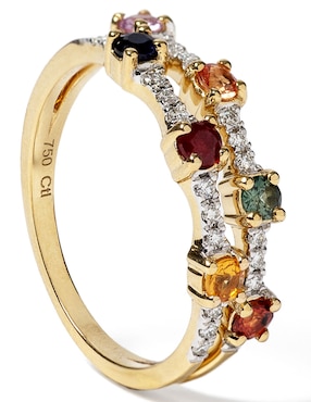 Anillo Jayda 14 k de oro zafiro pavé