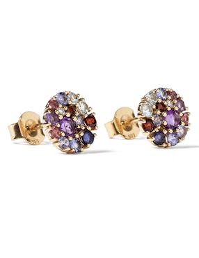 Aretes redondos Jayda de oro con acabado brillante zirconia