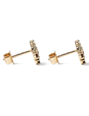 Aretes redondos Jayda de oro con acabado brillante zirconia