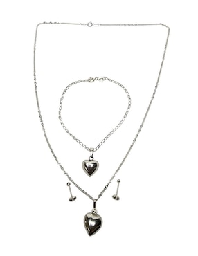 Aretes, collar y pulsera de corazón Limerence By Claudia Herrera Amor Love de plata P.925