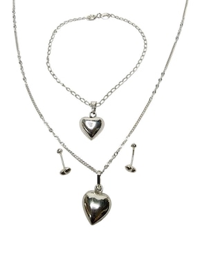 Aretes, collar y pulsera de corazón Limerence By Claudia Herrera Amor Love de plata P.925
