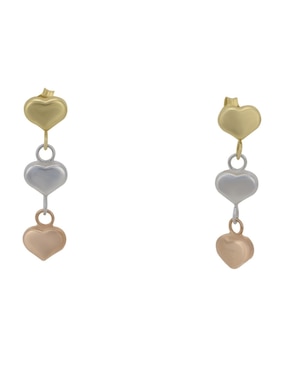 Aretes de corazón Cristal Joyas de oro florentino