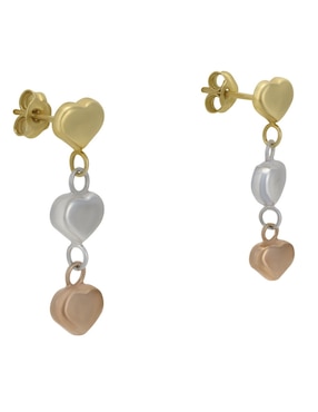 Aretes de corazón Cristal Joyas de oro florentino