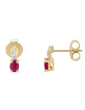Broqueles redondos Cristal Joyas de oro rubí y diamante