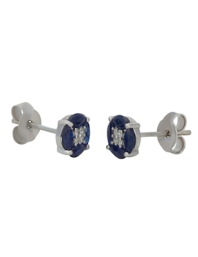 Broqueles redondos Cristal Joyas de oro blanco zafiro y diamante
