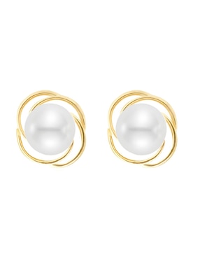 Broqueles de flor Cristal Joyas de oro 14 K con acabado brillante perla