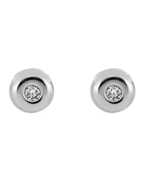 Broqueles circulares Cristal Joyas de oro blanco con acabado brillante diamante