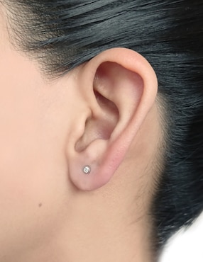 Broqueles circulares Cristal Joyas de oro blanco con acabado brillante diamante