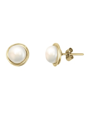 Broqueles de nudo Cristal Joyas de oro 14 K con acabado brillante perla