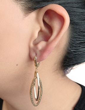 Aretes de rombo Cristal Joyas de oro 14 K con acabado liso