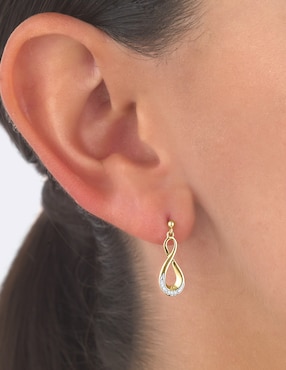 Broqueles de infinito Cristal Joyas de oro 14 K con acabado liso diamante