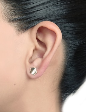 Broqueles de flor Cristal Joyas de oro 14 K con acabado liso
