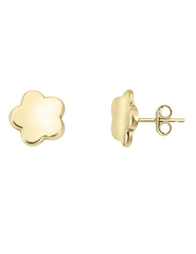 Broqueles de flor Cristal Joyas de oro 14 K con acabado liso