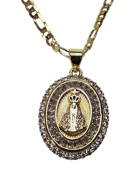 Collar con dije virgen de juquila Limerence By Claudia Herrera de oro laminado 14 K