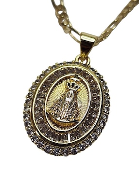 Collar con dije virgen de juquila Limerence By Claudia Herrera de oro laminado 14 K