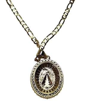 Collar con dije virgen de juquila Limerence By Claudia Herrera de oro laminado 14 K