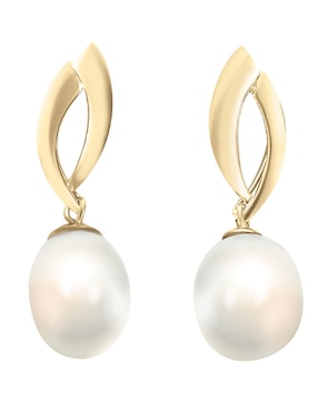 Aretes de perla Cristal Joyas de oro con acabado brillante perla