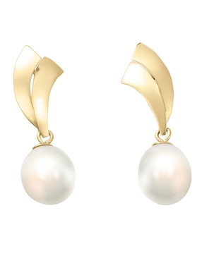 Aretes de perla Cristal Joyas de oro con acabado brillante perla
