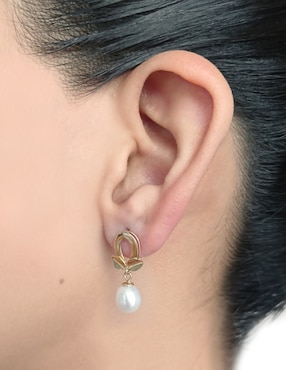 Aretes de perla Cristal Joyas de oro con acabado brillante perla