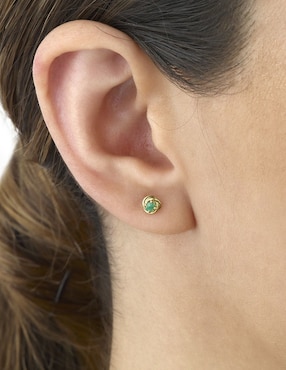 Broqueles circulares Cristal Joyas de oro 14 K con acabado brillante esmeralda