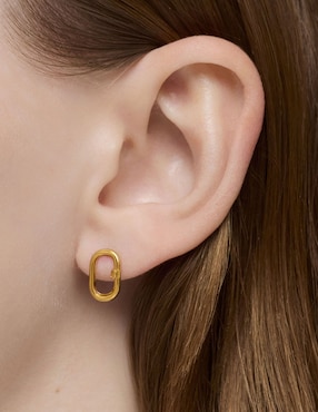 Aretes ovalados Tous Hold Oval de oro con acabado brillante