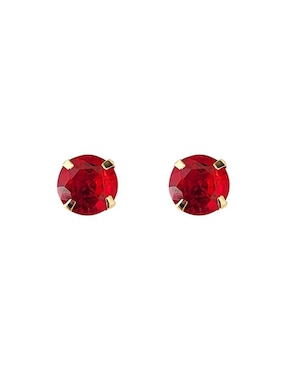 Broqueles redondos Punto Metálico de oro con acabado pavé zirconia