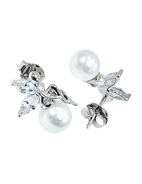 Aretes de hada Aretize de plata P 925 con acabado brillante imitación perla