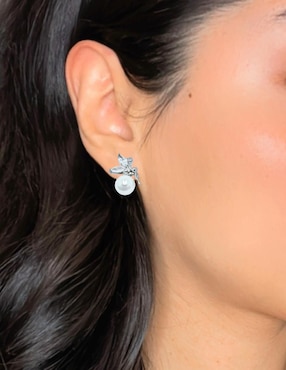 Aretes de hada Aretize de plata P 925 con acabado brillante imitación perla
