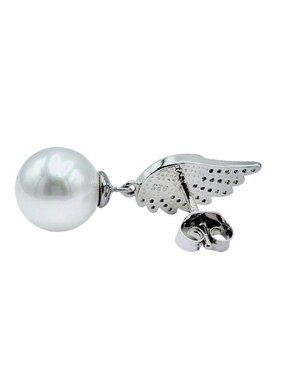 Aretes de alas Aretize de plata P 925 con acabado brillante imitación perla