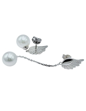 Aretes de alas Aretize de plata P 925 con acabado brillante imitación perla