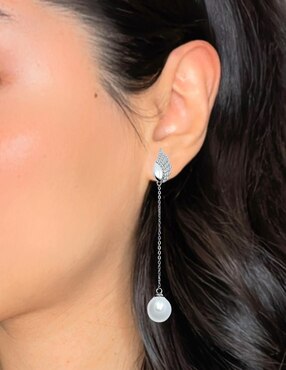 Aretes de alas Aretize de plata P 925 con acabado brillante imitación perla