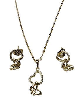 Aretes y collar de mariposa Limerence By Claudia Herrera Corazón de oro vermeil 14 k zirconia