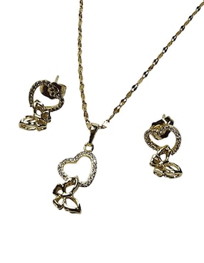 Aretes y collar de mariposa Limerence By Claudia Herrera Corazón de oro vermeil 14 k zirconia