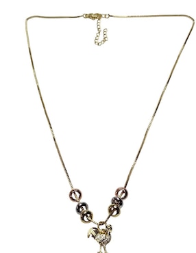 Collar con dije de gallo Limerence By Claudia Herrera Ave de oro laminado 14 K